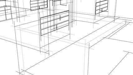 house building sketch architectural 3d illustration