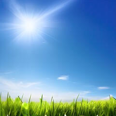 Fototapeta na wymiar Grass and sky on sunny day - generative ai