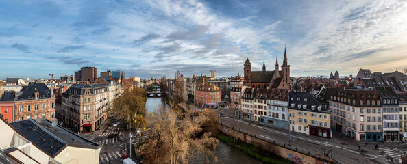 Strasbourg old city center panoramic overview from high point - obrazy, fototapety, plakaty