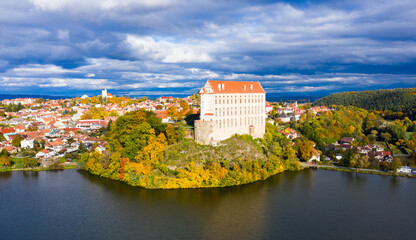 Naklejka na ściany i meble Panoramic view of old Plumlov castle, Czech Republic