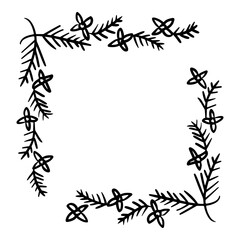 beauty branches and leaves as frame hand drawn illustration for invitation card ornament and decoration