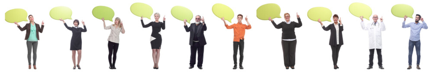 group of successful business people with comments