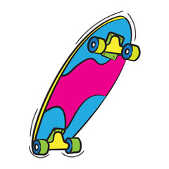 Isolated retro skateboard sketch pop art Vector