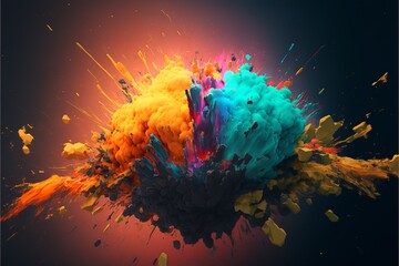 An abstract painting of an explosion, with bright colors and dynamic brushstrokes Generated IA