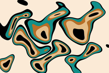 Seamless abstract decorative deformed circles pattern with mild hues on light background. Color drops cosmic texture. bubbles in the paper macro. Water ripples different sized oil drops floating