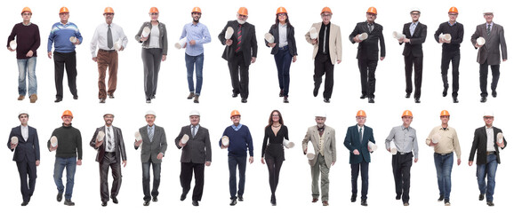 collage of successful architects walking towards the camera