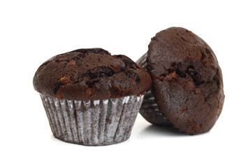 Tasty muffin cake, isolated on white