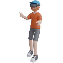 3d render illustration modern augmented virtual reality metaverse cartoon character