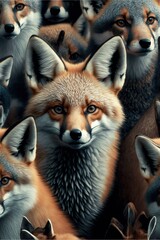  A group of foxes illustration made with Generative AI