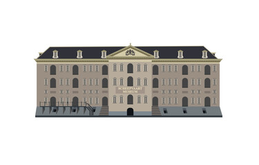 Shipping Museum in Amsterdam. Vector illustration.