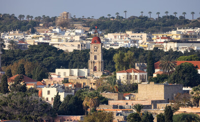 Fototapeta na wymiar Historic Old Town in City on the Mediterranean Sea, Rhodes, Greece.