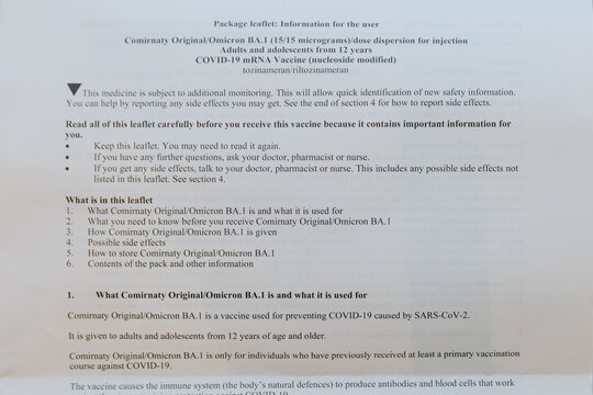 Pfizer/BioNTech Vaccine COMIRNATY Original/Omicron BA.1 Information Leaflet