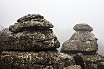 El Torcal De Antequera in the fog, Malaga, Spain