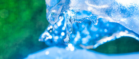 real natural ice and water drop close-up.medicine ecology drinks health concept