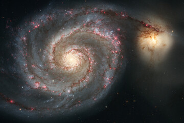 Cosmos, Universe, Whirlpool Galaxy, Galaxies in space. Abstract cosmos background, NASA - obrazy, fototapety, plakaty
