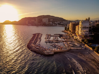 Alicante, port by drone panorama 