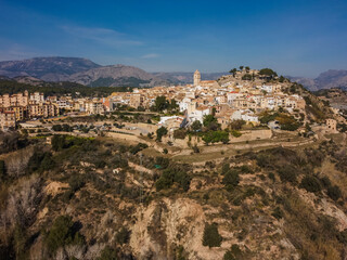 Fototapeta na wymiar Castle of Polop Aerial View by drone, Alicante Spain