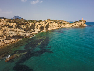 Fototapeta na wymiar Cala beach El Xarco drone view, Villajoyosa, Alicante 