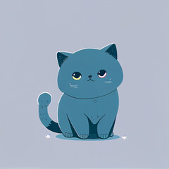 Cute chibi british blue cat, generative ai