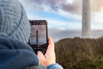 Foto mit dem Handy Lyngvig Fyr Leuchtturm Dänemark