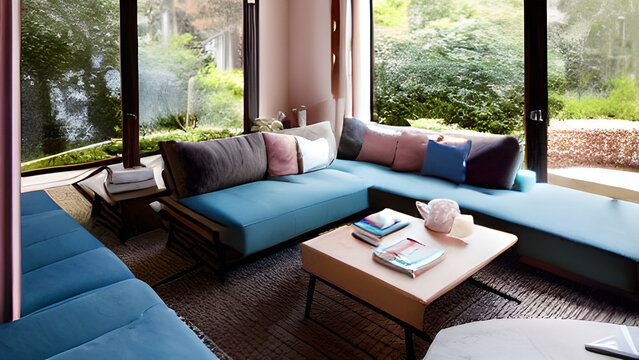modern living room interior generative ai