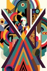 Colorful abstract geometric angular flat vector texture graphics illustration made with Generative AI