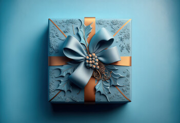 blue gift box in beautiful style created with Generative AI technology