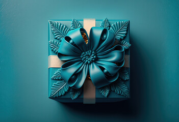 blue gift box in beautiful style created with Generative AI technology