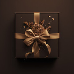 brown gift box on copper background created with Generative AI technology