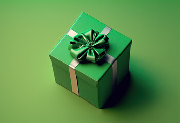 green gift box in luxury style created with Generative AI technology