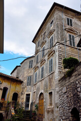Fototapeta na wymiar the medieval historic center of the Lazio thermal village Fiuggi Italy