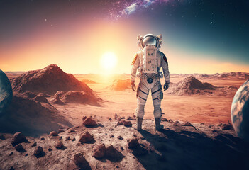 Fototapeta na wymiar astronaut in the desert sky created with Generative AI technology