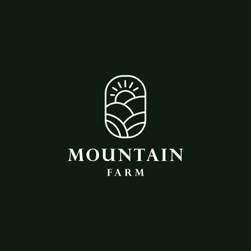 Mountains logo, mountains hill landscape logo, farm land icon .