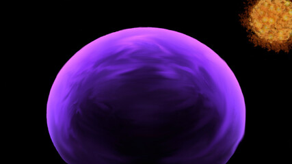 Abstract Bright Illustration of a Star and its Planet