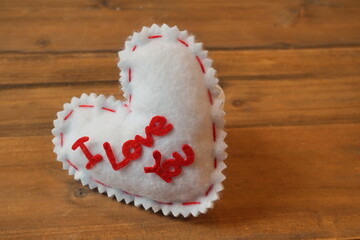 White Quilted Felt Heart with 