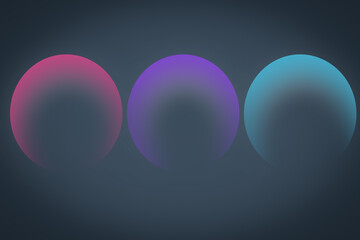 Cover templates set with three vibrant gradient round shapes. Futuristic abstract backgrounds with glossy sphere for your creative graphic design.  Ideal for header, poster, landing, sites, brochure.
