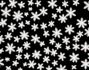 Snowflakes on a black background.  IA technology