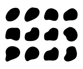 Abstract black blob shapes. Silhouette liquid shape illustration set