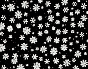 Snowflakes on a black background.  IA technology