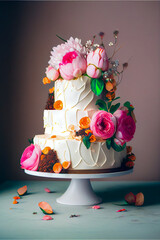 creative wedding cakes . Image created with Generative AI technology.