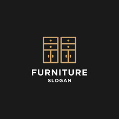 Furniture design logo concept in black backround