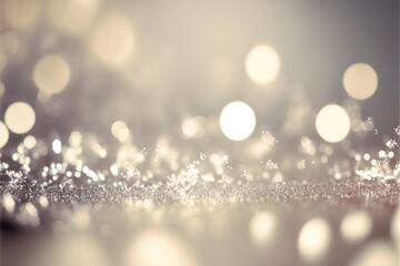 Silver and white vintage glitter lights background. Generative ai
