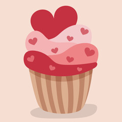 cupcake vector illustration. cupcake with hearts. valentine's day cupcake
