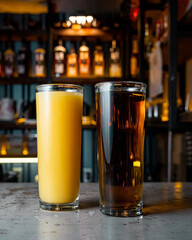 Delicious apple and orange juices in one bar