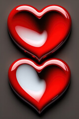 Two red hearts. Valentines day concept. IA technology