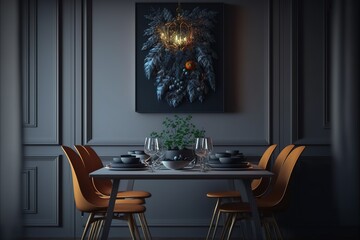 Modern contemporary dining area interior design. Generative ai