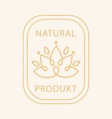 Obraz premium Natural product label. Minimalistic creativity and art. Graphic element for website, poster or banner. Advertising graphic element. Template, layout and mock up. Cartoon flat vector illustration
