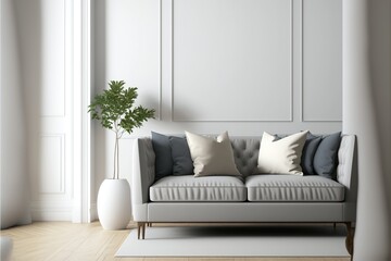 modern contemporary grey living room. Generative ai