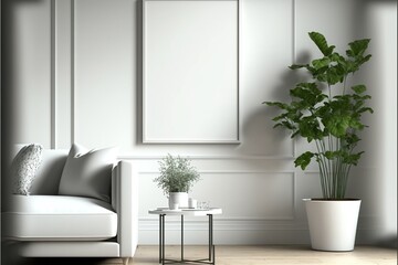 Modern white stylish living room interior design. Generative ai 