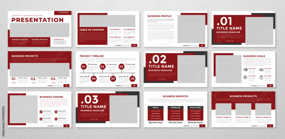 Aufkleber set of corporate presentation template design with minimalist concept and modern layout use for annu